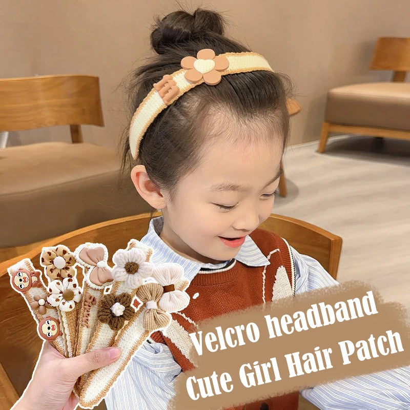 New Baby Girl Hair Hoops Sweet Flower Princess Bangs Stickers Headband Fabric Hairpins Kids Hair Accessories Children Headdress