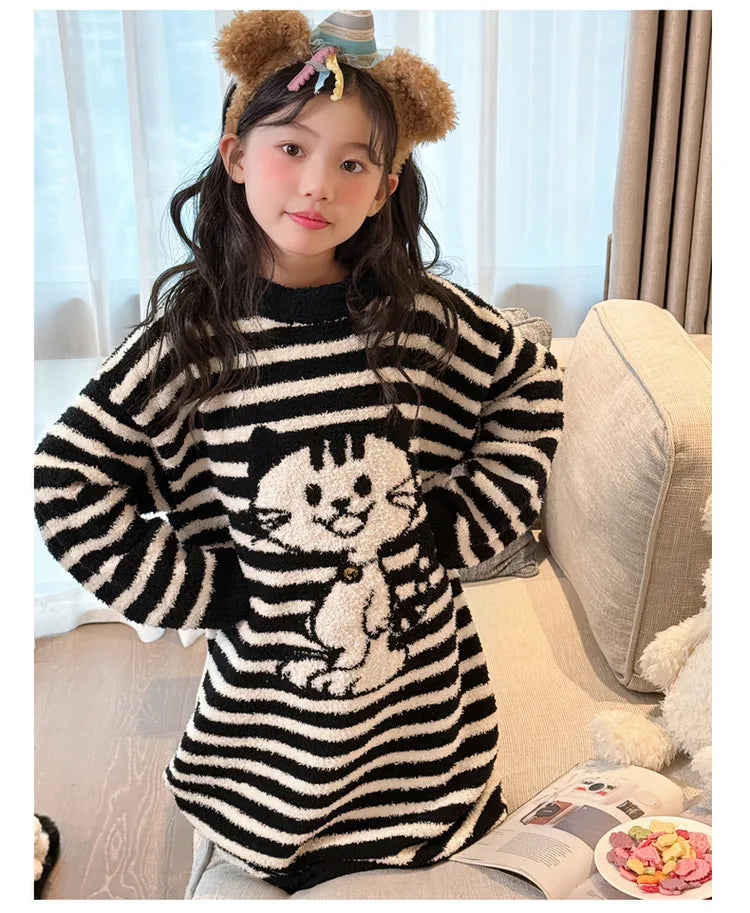 Girls Pajamas 2025 New Children's Nightgown Children's Autumn and Winter Loungewear