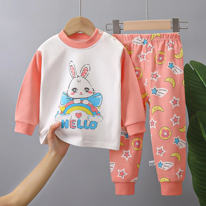 New Kids Boys Girls Pure Cotton Pajamas Cute Cartoon Long Sleeve Pyjamas Toddler Baby Autumn Sleepwear Children's Clothing Sets