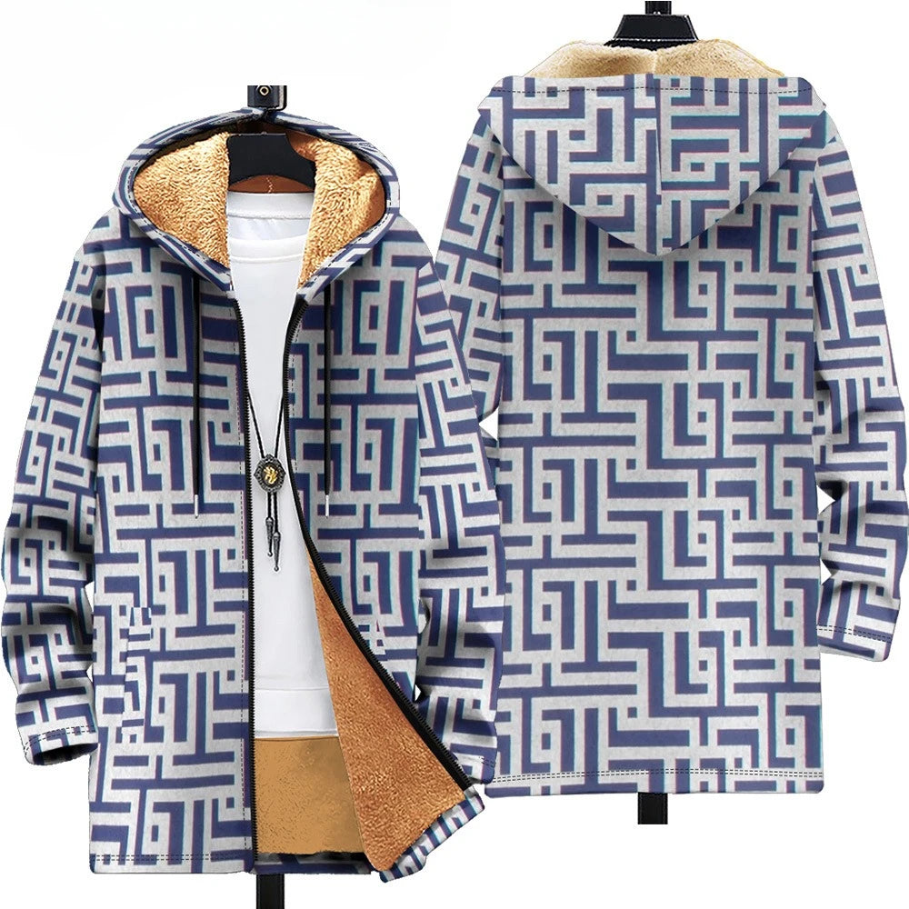 Men Cardigans Coats Retro Aztecs Printed Plush Thick Winter Abstract Art Graphics Jackets Casual Streetwear Unisex Clothing