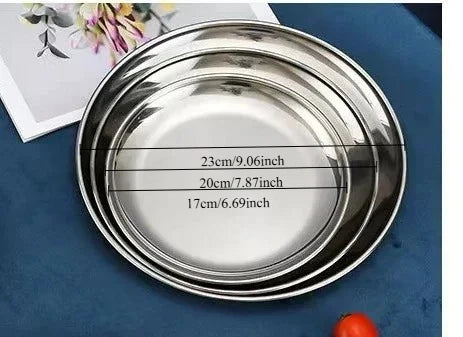 High Quality Gold Silver Tray Stainless Steel Dining Disc Round Bone Spitting Dishes Fruit Meat Dessert Plate Kitchen Tableware