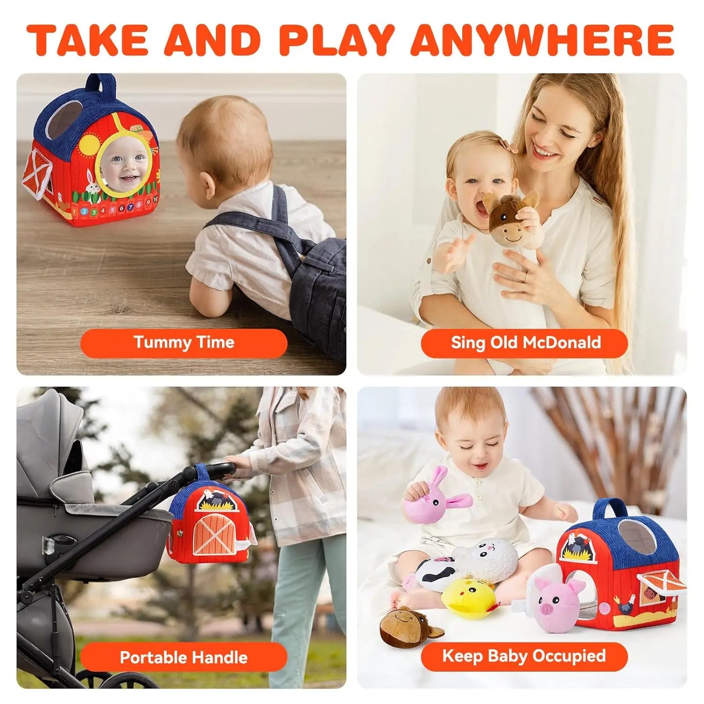 Surprise Barn Stuffed Farm Animals Toys For Baby 6-12 Months Montessori Toys Sensory Balls Toddlers Christmas Stocking Gift