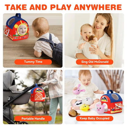 Surprise Barn Stuffed Farm Animals Toys For Baby 6-12 Months Montessori Toys Sensory Balls Toddlers Christmas Stocking Gift
