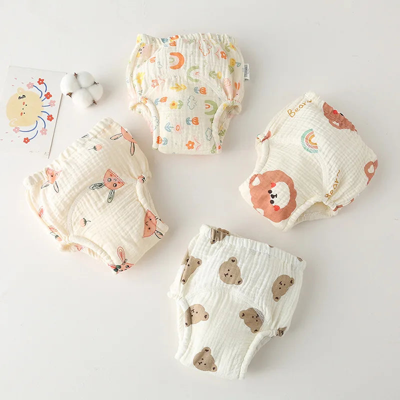 10 Pcs Reusable Baby Training Pants Washable Kids Cloth Diaper Nappies Changing Underwear Infant Toddler Potty Training Panties