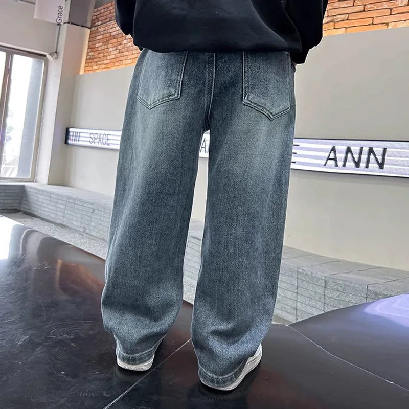 Boys' Jeans 2025 New Wide Leg Baby Boy Denim Pants Spring and Summer Styles Big Children's Handsome Sports Pants
