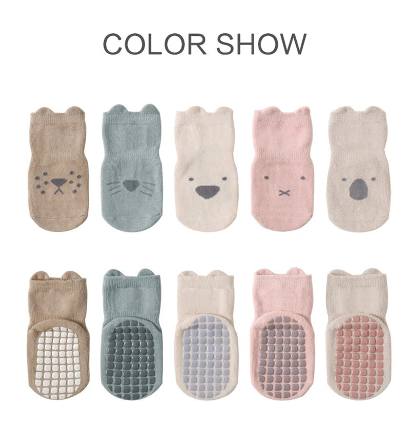 5 Pairs Infant Newborn Baby Anti-Slip Socks For Girls and Boys Accessories Toddler Cute Cartoon Floor Stockings