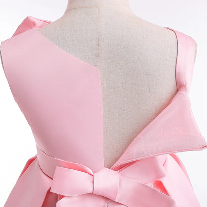 Girls Black Dress Children's Clothing Pink Solid Color Single-Shoulder Dress Fashionable Princess Dress Birthday Evening Dress