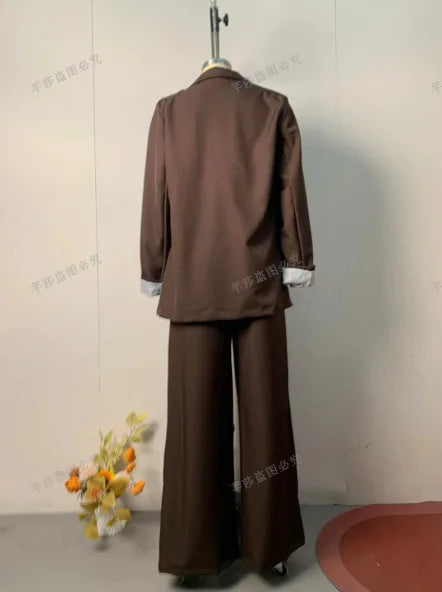 2025 New Women's Suit Long-sleeved Loose Jacket Wide-leg Pants Two-piece Set