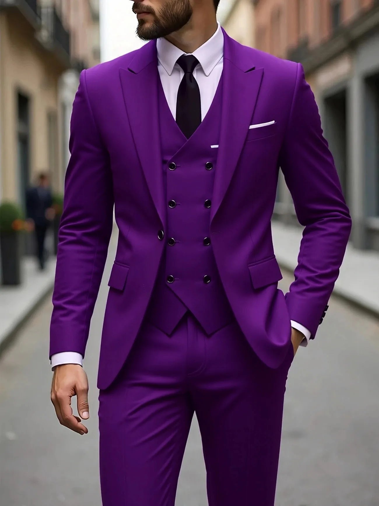 Men's Three-Piece White Suit, Anti-Wrinkle, No-Iron, Anti-Stick Fur Business Formal Suit, Four-Season Workplace Work Clothing Dr