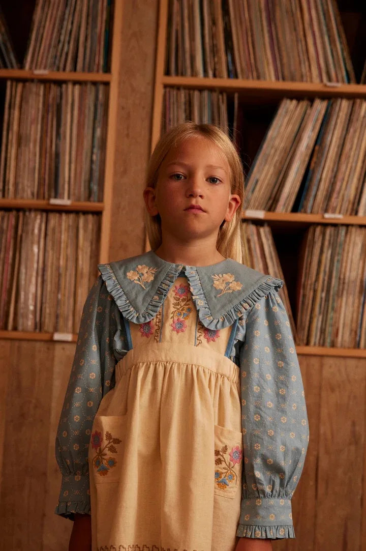 Girls' Dress 2025 Fall/Winter New Arrival Printed Fashion Embroidered Gathered Children's Dress Pure Cotton Cute Girls' Shirt