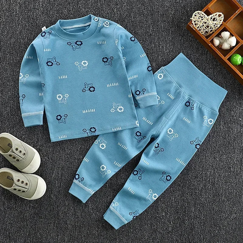 Baby Pajamas Children's Underwear Suit Boys and Girls' Pure Cotton High-waisted Autumn Clothes Autumn Pants Home Clothes