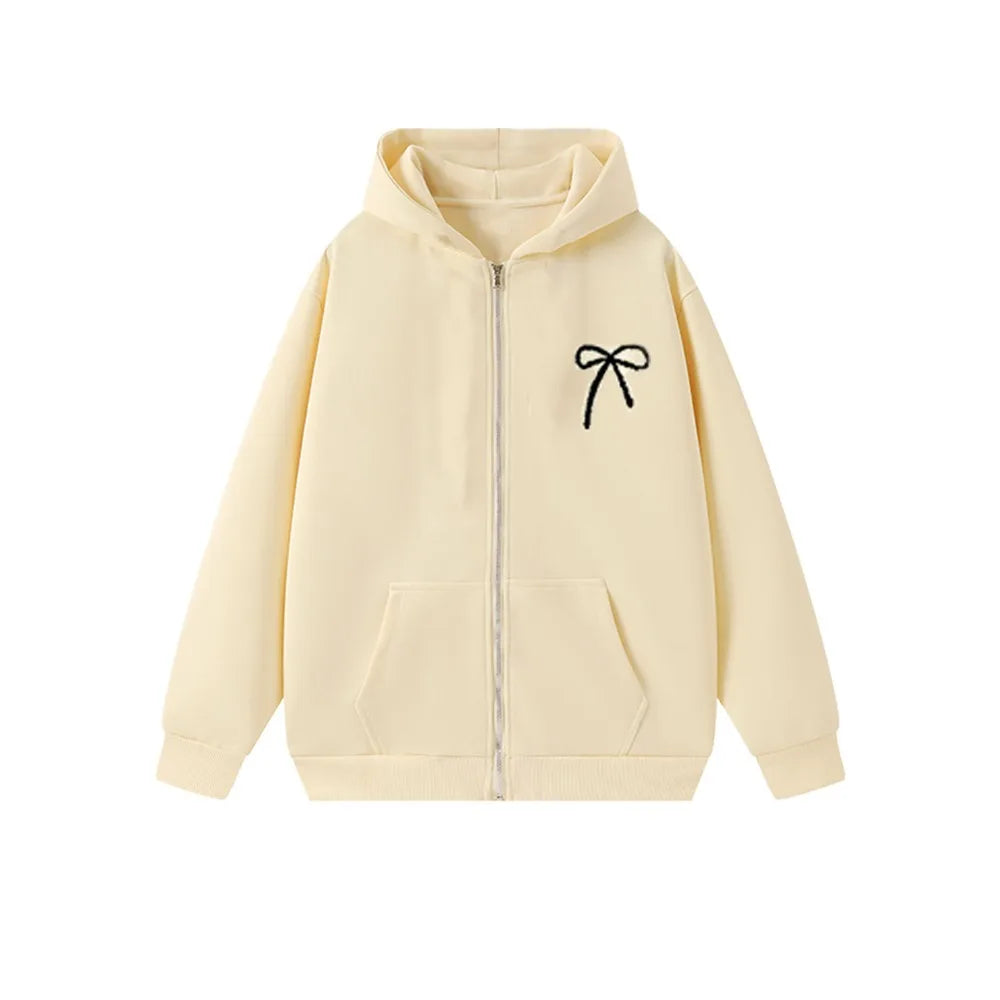 Fashion Sweet Bow Girl Bowknot Hoodie Loose Long Sleeve Teens Autumn Hoodie Coat Child Y2k Coat Girls Autumn Winter