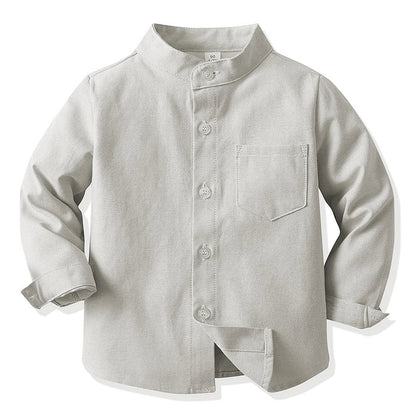 Girls' School Uniform,Long/Short Sleeve Blouse,Single Breasted High Collar Boys Shirts,Formal Kids Button-Down Gentleman Tops