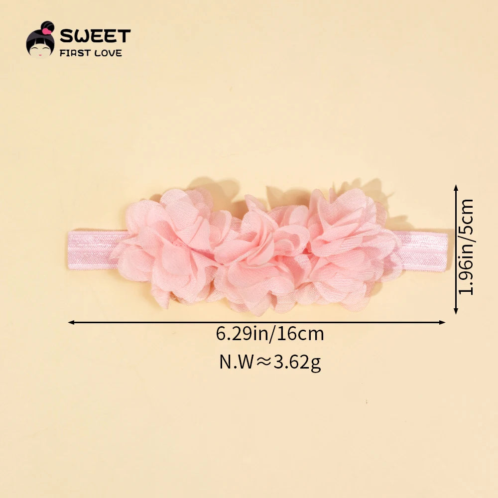 Baby Accessories For Newborn Toddler Kids Baby Girl Boy Headband Solid Chiffon Flower Hairband Princess Elastic Kids Headwear