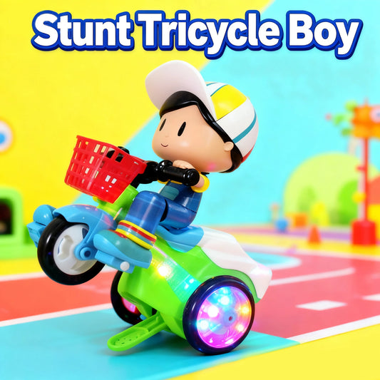 Big Head Boy Three-Wheel Toy Car Stunt Rotation with Colorful Sound And Light Baby's Favorite Holiday Gift for Kids