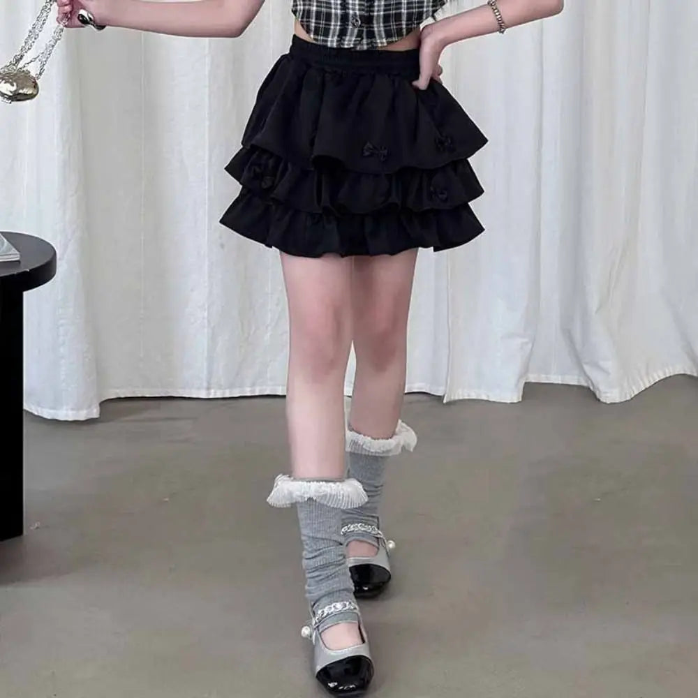 Cake Dress Sweet Girls Wear Suit Teens Party T-shirt Plaid Skirt Set Short Sleeve Preppy Style Costume Children Summer Clothes
