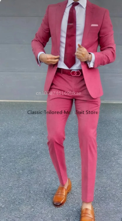 Men's Suit 2 Piece Suit   Jacket Pants Formal Wedding Tuxedo Groom Clothes Custom Color Blazer XS-5XL