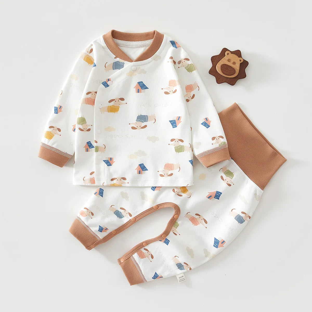 Baby Underwear Set Autumn and Winter Newborn Clothes Pure Cotton Bottom Split High Waist Men's and Women's Baby Clothes 2pce Set