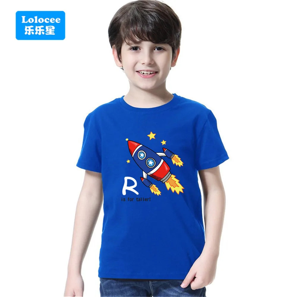 Teens Boys Summer Cotton Fashionable Casual T-shirt Kids New York Letter Printed Round Neck Short Sleeve T-shirt Top ZNYB1