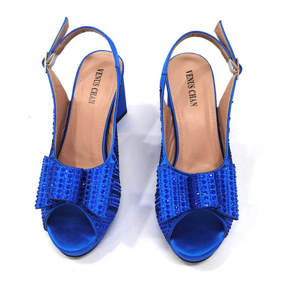 Super Heels Peep Toe Ladies Shoes with Bag Set