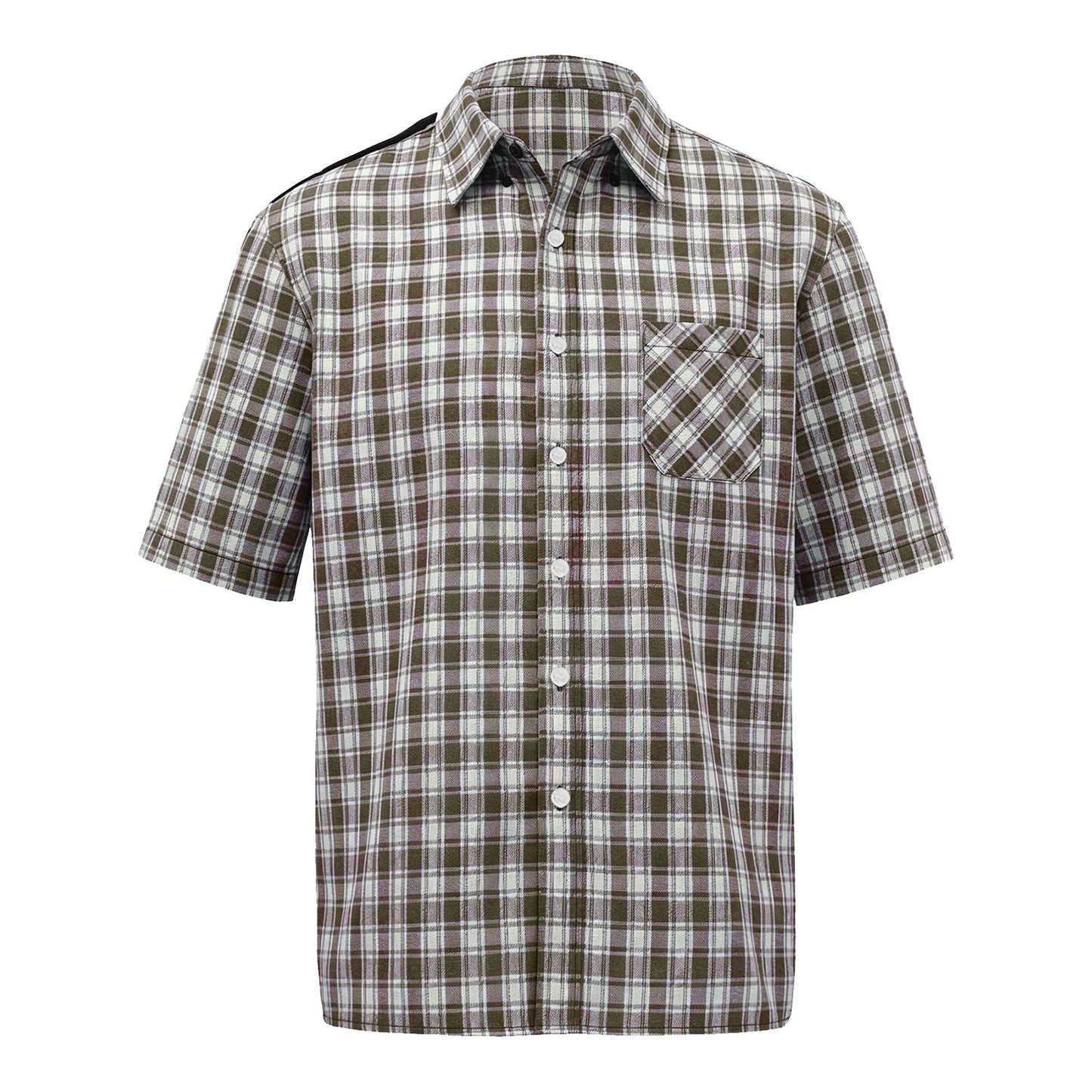 Mens Elderly Adaptive Shirts Tops Open Back with Full Back Overlap Turn-down Collar Long Sleeve Front Button-up Plaid Shirt