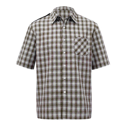 Mens Elderly Adaptive Shirts Tops Open Back with Full Back Overlap Turn-down Collar Long Sleeve Front Button-up Plaid Shirt