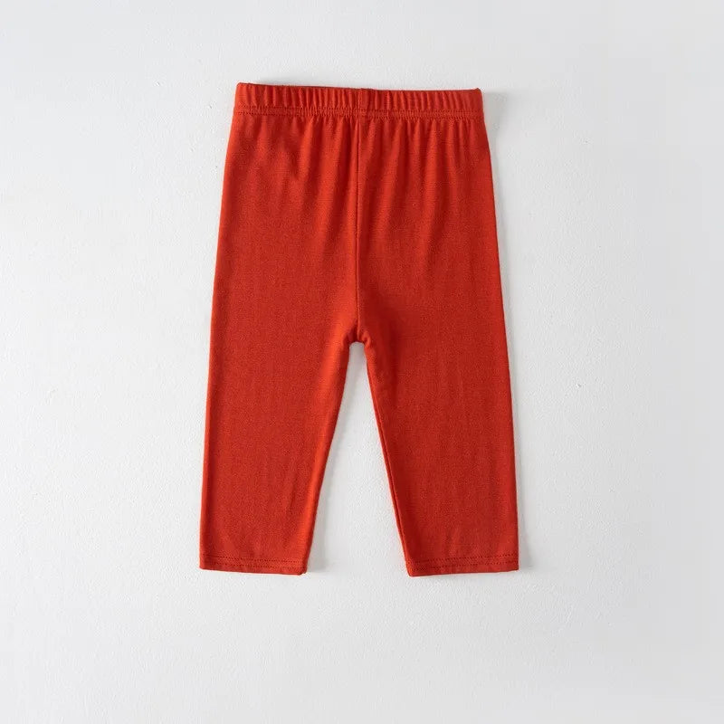 Girls Pants Calf Length Pant Elastic Kids Leggings Children Skinny Pant Trousers Solid Color 2-12Y Cropped Bottoms Leggings