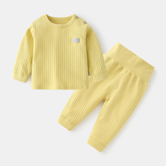 Baby Thermal Underwear Set Infant Cotton Pajama Suit Kid Sleepwear High Waist Long Sleeves Candy Colors Boys Girls Autumn Winter