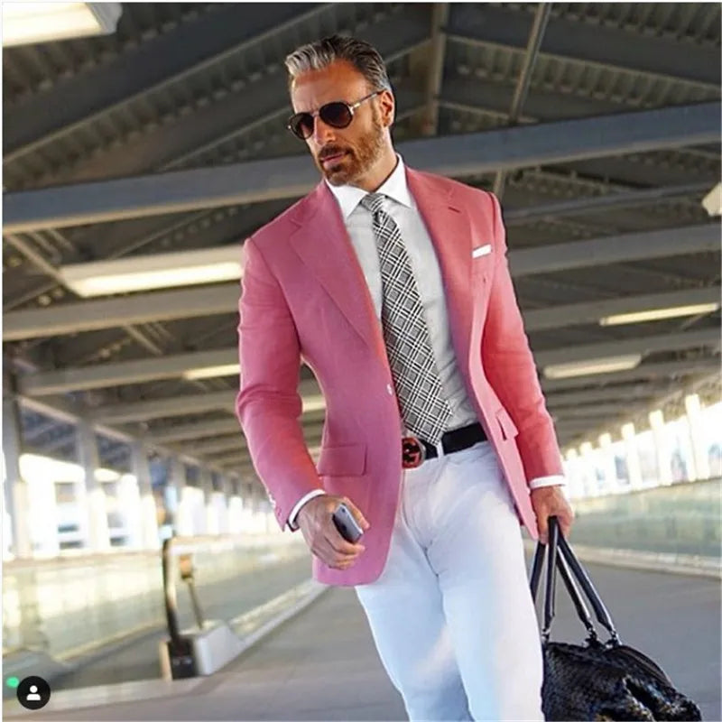 Men Suits Latest Designs Beige Groom Tuxedos elbow patches 2 Pieces (Jacket+Pants) Italian Man Suit Blazer Wedding Prom Dinner