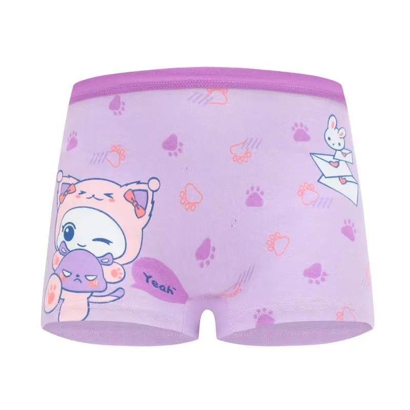 4Pcs/Lot Soft Cotton Children Underwear Cute Cartoon Girls Boxer Briefs Breathable Double-layer Crotch Age 2-9 Panties For Girls