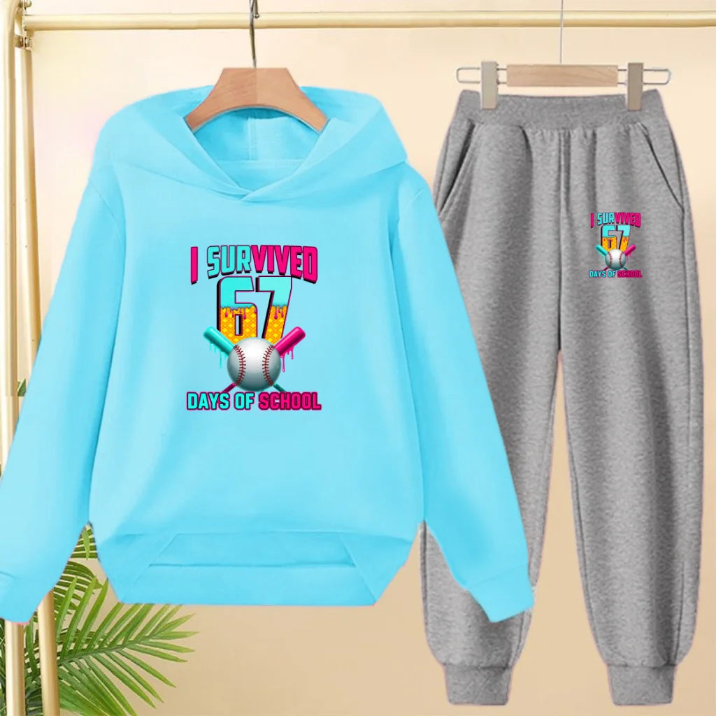 67 Children's Hoodies, 2 Pieces for Boys and Girls Aged 3-12, Comfortable Casual Hoodie+pants, Pullover, Hooded Sportswear