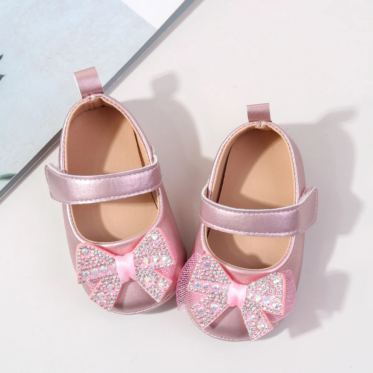 Baby Girls Shoes PU Toddler Princess Dress Shoes For Girls With Bowknot Flat Non-Slip Rubber Soles Spring Summse Infant Shoes