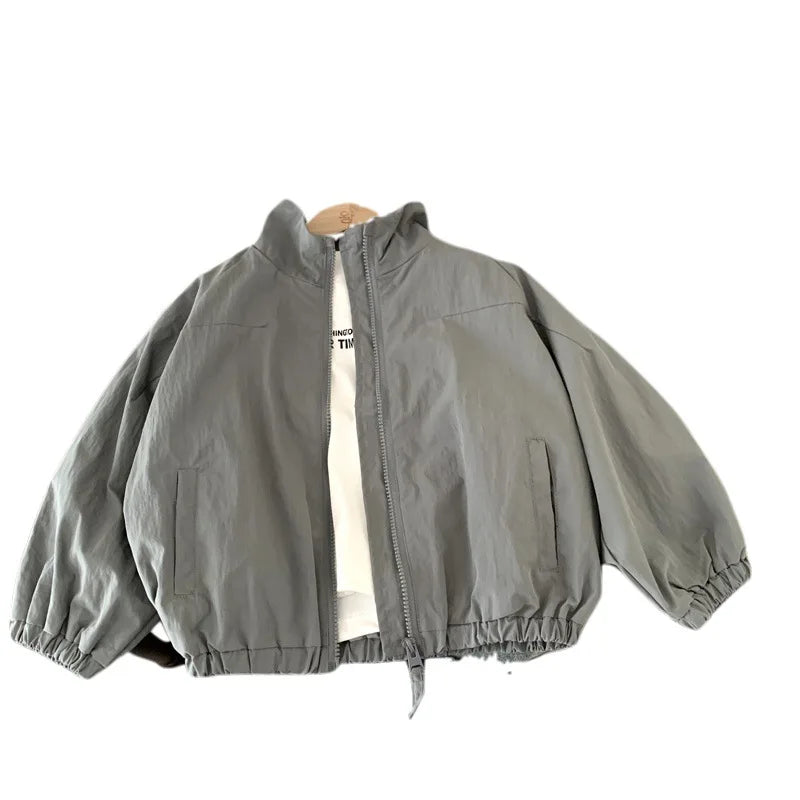 Boys Coats 2025 Autumn Fashion Cool Korean Style Kids Clothes Casual Patchwork Looose Solid Color Jacket Coats