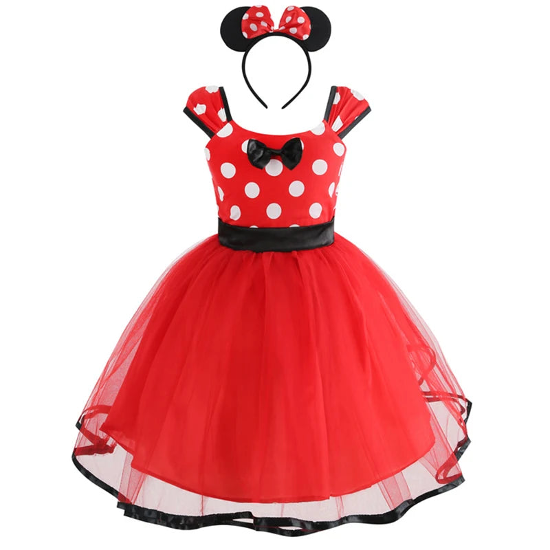 Baby Girl Dress for 1-8Yrs Children Summer Clothes Kids Cute Mouse Polka Dot Dress Girls Birthday Party Christmas Costume