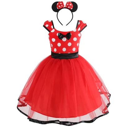 Baby Girl Dress for 1-8Yrs Children Summer Clothes Kids Cute Mouse Polka Dot Dress Girls Birthday Party Christmas Costume