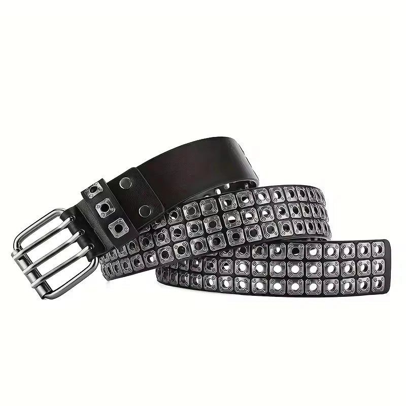 New Women Belt  Fashion Square Beads, Willow Nails, Three Exhaust Eyes, Punk Street Cool, Personalized Men's and Women's Belts