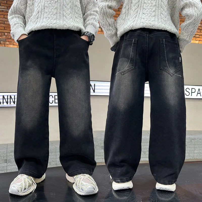Hot Sale Kids Boy Black Gradient Jeans New Design School Teenager Casual Denim Pants Child Fashion Jeans Trousers 5 7 9 11 13 14