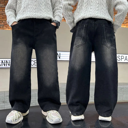 Hot Sale Kids Boy Black Gradient Jeans New Design School Teenager Casual Denim Pants Child Fashion Jeans Trousers 5 7 9 11 13 14