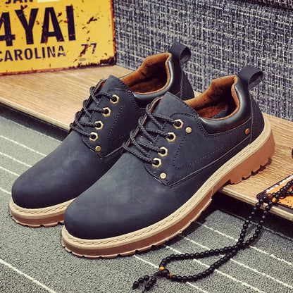 Fashion Men's Leather Shoes England Style Formal Shoes for Man Non Slip Ankle Boots Outdoor Waterproof Casual Tim Work Land Shoe