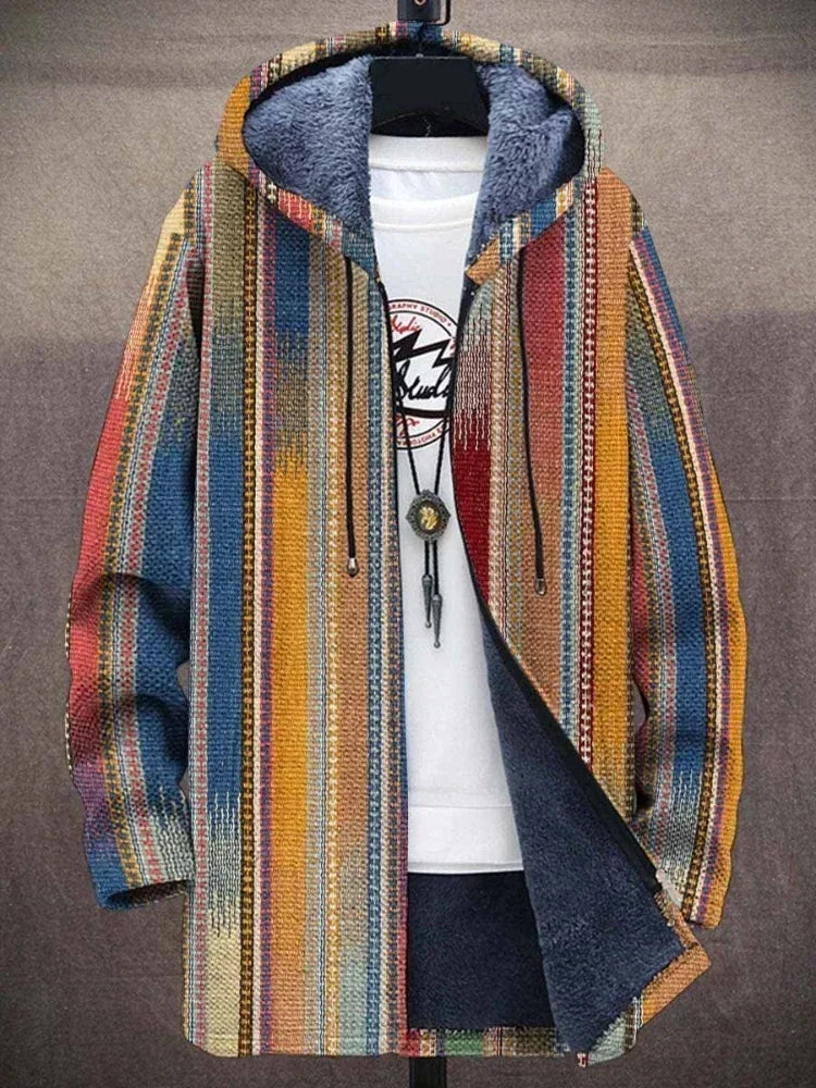 Men Cardigans Coats Gradient Art Colorful Graphics Printed Plush Thick Winter Casual Streetwear Unisex Clothing