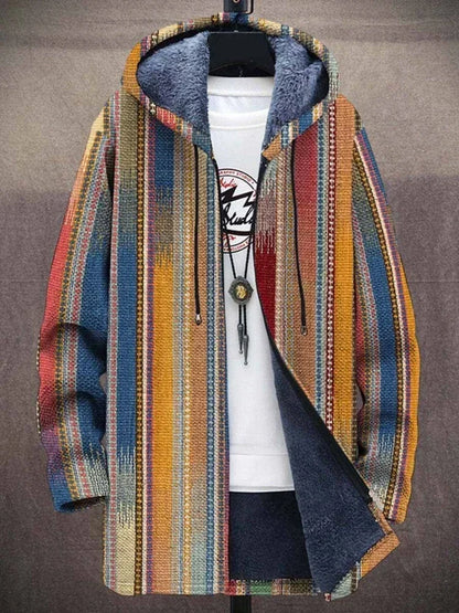 Men Cardigans Coats Gradient Art Colorful Graphics Printed Plush Thick Winter Casual Streetwear Unisex Clothing