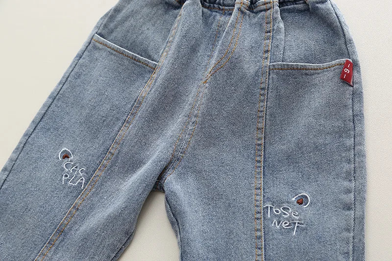 Baby Boys Fashion Clothing Set Autumn Spring New Full Print Cartoon Bear Long Sleeve Shirt+Jeans 2Pcs For 1-5Y Kids Casual Suit