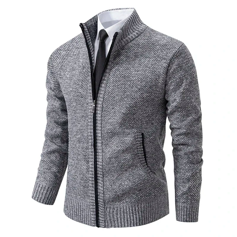 Men Cardigan Sweater 2025 Autumn Winter Keep Warm Thicken Solid Casual Stand Collar Zip Knitwear Fleece Jacket Coat Men Clothing