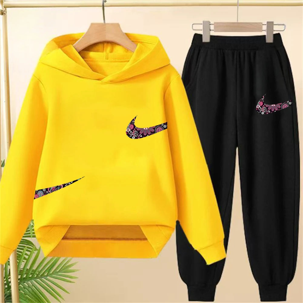 Children's Hoodie Coat +Pants black Children Boys Girls Hoodie Tops Leisure Sweatshirr Toddler 3-12 Year new fashion Clothing