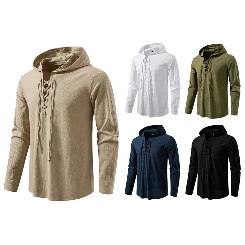 Men Long Sleeve Shirts Drawstring Style Mens Dress Shirts Hoody Casual Male Clothes Chemise Hemd Homme Hoodie Shirt H264