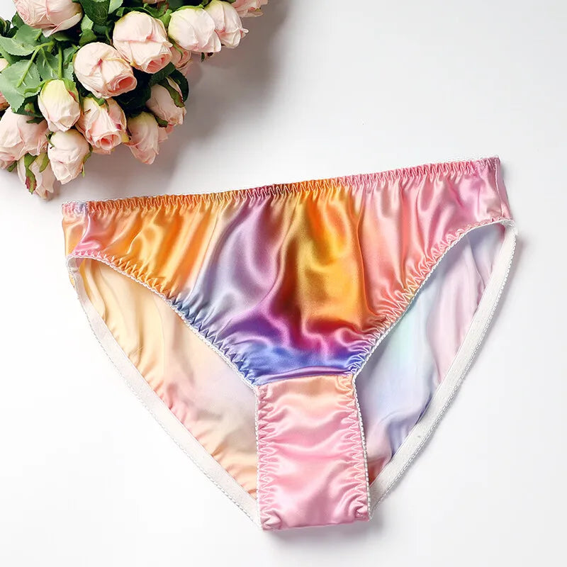 Silk Underwear Women's Large Size XXL e Breathable Antibacterial Low Waist Comfortable Innerwear Daily Use Cartoon Pat...