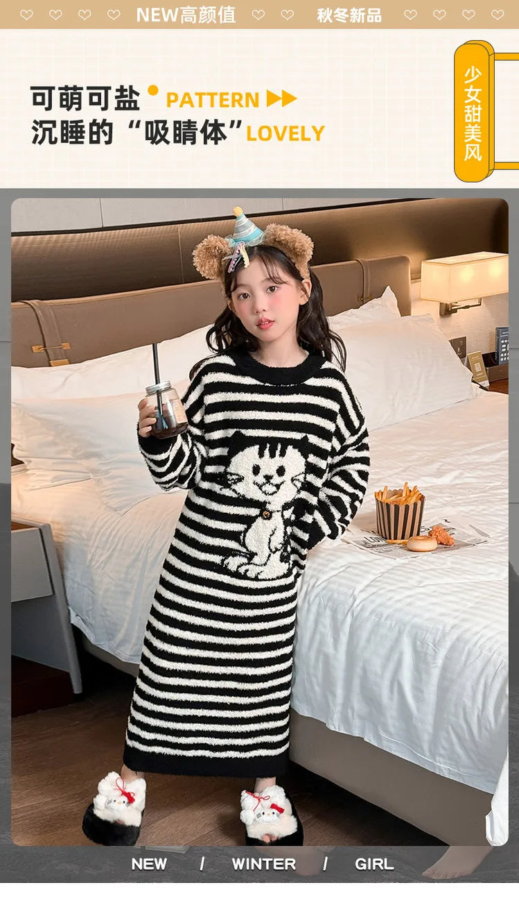 Girls Pajamas 2025 New Children's Nightgown Children's Autumn and Winter Loungewear