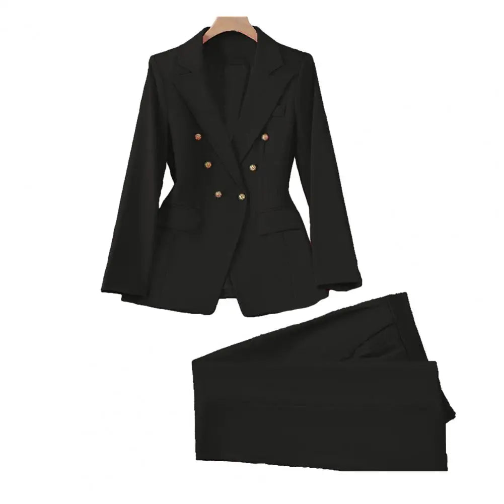 professional Women Two-Piece Suit Spring Autumn Blazer Jacket Wide Leg Pants Work Office Business Casual Outfits Pantsuit