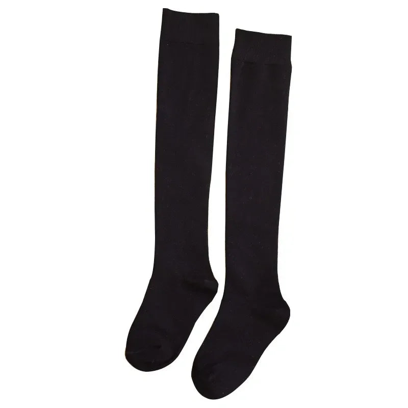 Kids Girls Children High Cotton Socks Black Casual Fashion Overknee Tights for School Stretch Kids Long Socks for Spring Autumn