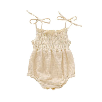 Baby Clothing Summer Newborn Infant Baby Girl Solid Color Sleeveless Romper Jumpsuit Outfit Clothes Cotton Adjustable